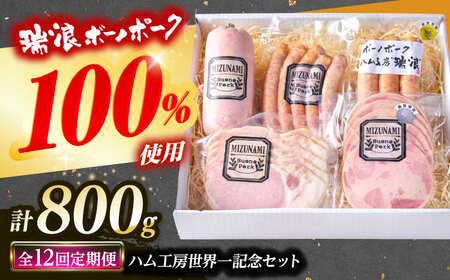 【12回定期便】 ハム・ソーセージ 瑞浪ボーノポーク ハム工房世界一記念セット 800g (冷凍) 瑞浪市 / きなぁた瑞浪 詰め合わせ ギフト[AZCI118]
