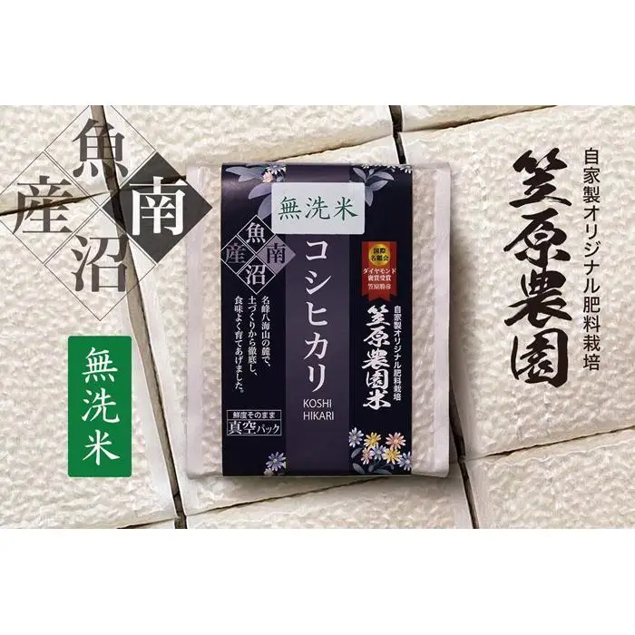 【令和７年産】南魚沼産 笠原農園米コシヒカリ 無洗米 ３合真空パック ２０個（簡易包装） 【銘柄米 ブランド米 無洗米 こしひかり コシヒカリ 魚沼産 南魚沼産 プレミアム 新潟米 新潟県産 高評価 高品質 高級 国産米 産直 ご飯 御飯 ごはん 厳選】