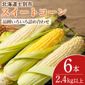 ＜期間限定＞天塩川源流スイートコーン 品種いろいろ詰め合わせ (6本) 【2026年8月下旬より順次発送】 北海道産 北海道 士別市 とうもろこし トウモロコシ とうきび コーン 野菜 産地直送 【三栄アグリ】【A7136】