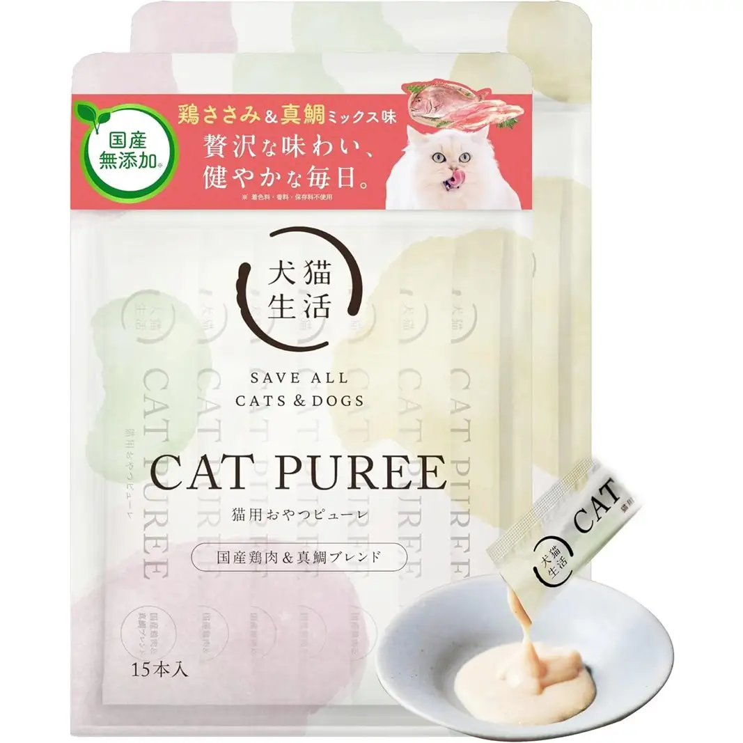犬猫生活 猫用おやつピューレ 国産鶏肉&真鯛味 1袋(15本入)×2袋 0185-010-S07
