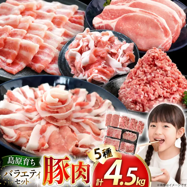 AJ666 島原育ちの豚肉セット 計4.5kg 