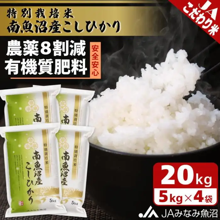 【令和7年産】特別栽培米南魚沼産こしひかり8割減 20kg 精米 ｜こしひかり