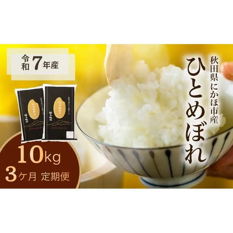 《定期便3ヵ月》ひとめぼれ 令和7年度産 精米10kg(5kg×2)【精米 白米 米 コメ お米 おこめ ブランド米 ご飯 ごはん 秋田 にかほ】