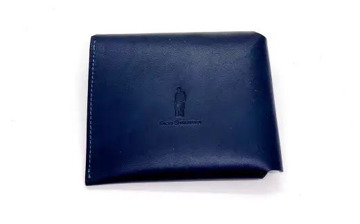渋沢栄一翁 コンパクト財布 （ ネイビー ） コンパクト フランス革 財布 小物 牛革 革 革製品 収納 収納品