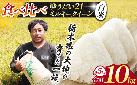 【先行予約】栃木県 下野市 食べ比べセット（ゆうだい / ミルキー) 各5kg 計10kg 米																 																											　米