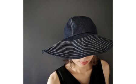 ブリム端（つば）ワイヤー入りでアレンジ自在！持ち運びにも便利！デニムキャプリーヌ