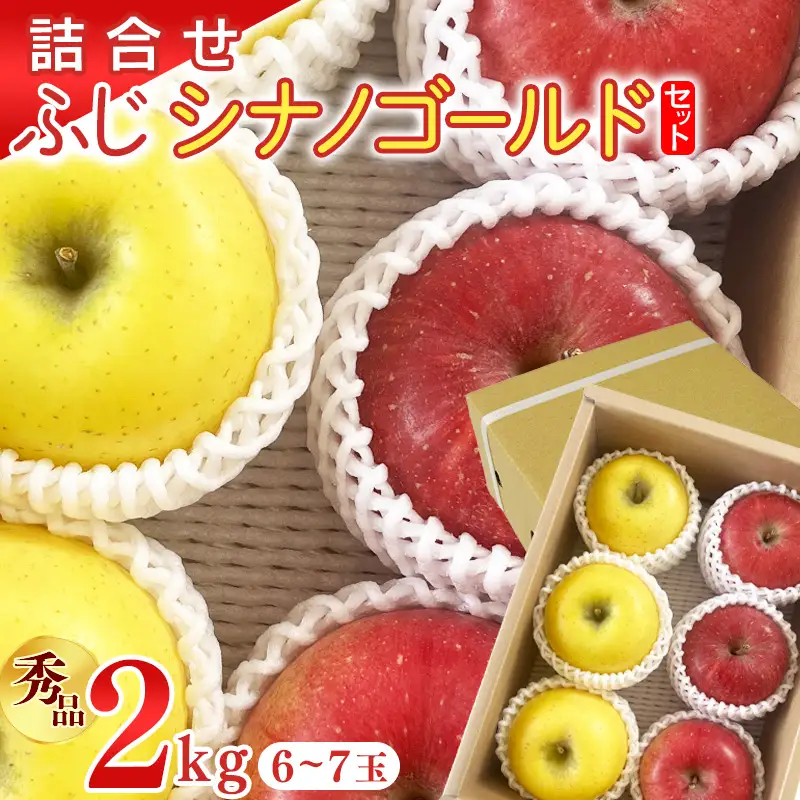 【先行予約】令和8年産 《詰合せ》 2種 りんご ふじ シナノゴールド セット 秀品 2kg ( 6 - 7玉 ) 山形県産【2026年11月中旬頃から12月中旬頃発送予定】　010-B-OR012