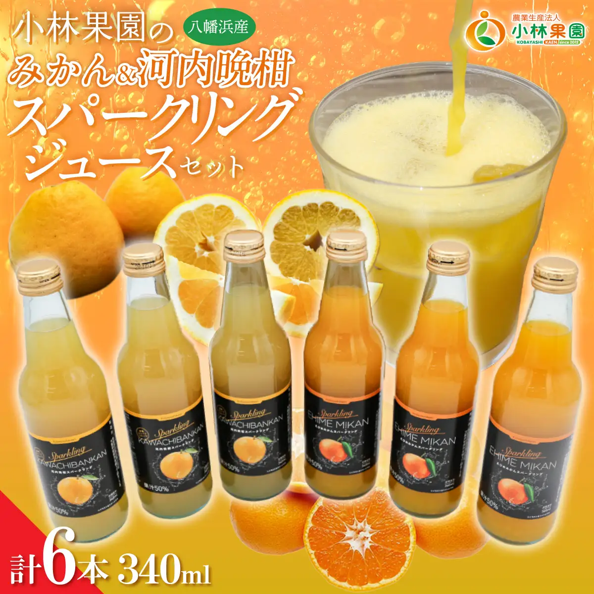 小林果園の柑橘スパークリングジュースセット(2品種・計6本)【C24-28】【1233619】 YWTAD021