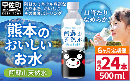 【定期便6ヶ月】熊本のおいしいお水 阿蘇山天然水 500ml×24本（1ケース）（共通返礼品・御船町） - 飲料水 ミネラルウォーター 軟水 防災 備蓄 ローリングストック【価格改定】