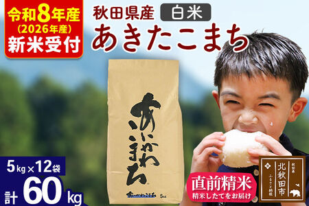 ※R8産 新米予約※ 秋田県産 あきたこまち 60kg【白米】(5kg小分け袋) 【1回のみお届け】2026年産 令和8年産 お米 藤岡農産