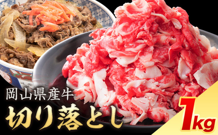 岡山県産牛 切り落とし 交雑牛 1kg お試し 大容量