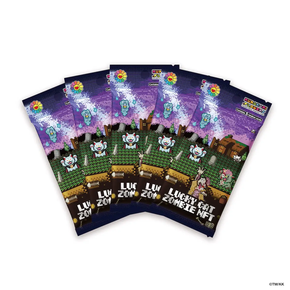 Murakami.Flowers Collectible Trading Card-Lucky Cat Zombie NFT Card  5パックセット ランダム｜京都 アート トレカ