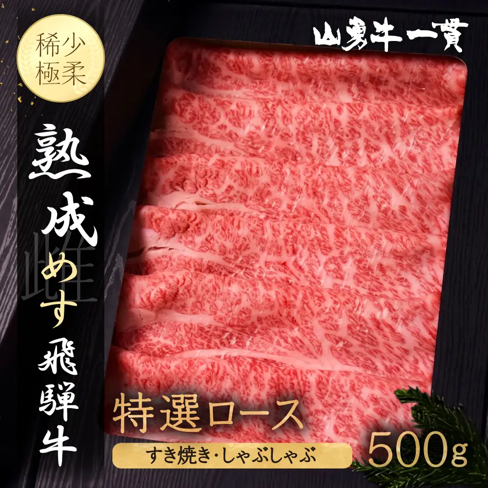 熟成めす 飛騨牛 山勇牛 特選 ロース すき焼き しゃぶしゃぶ 用 500g 飛騨牛 ロース すき焼き