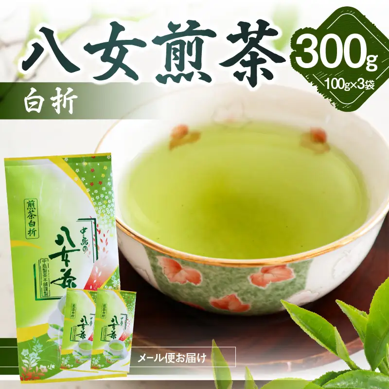 八女煎茶白折(家庭用) 100g×3袋入【メール便】 茶 お茶 煎茶 ポスト投函 簡易包装 訳あり 福岡県 八女市 013-021