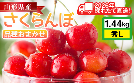 FYN6-529 ≪2026年先行予約≫山形県産 さくらんぼ 品種おまかせ(佐藤錦・紅秀峰など) 1.44kg(180g×8P) 秀 L以上 フードパック詰め 2026年6月中旬頃より発送 果物 くだもの フルーツ サクランボ チェリー 家庭用 自宅用 産地直送 山形県 西川町 月山