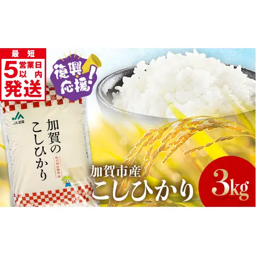 【最短5営業日発送】令和7年産こしひかり 3.0kg(1.5kg×2袋) 生活応援米 精米 銘柄米 お米 米 ギフト 贈り物 グルメ 食品 復興応援米 F6P-3219