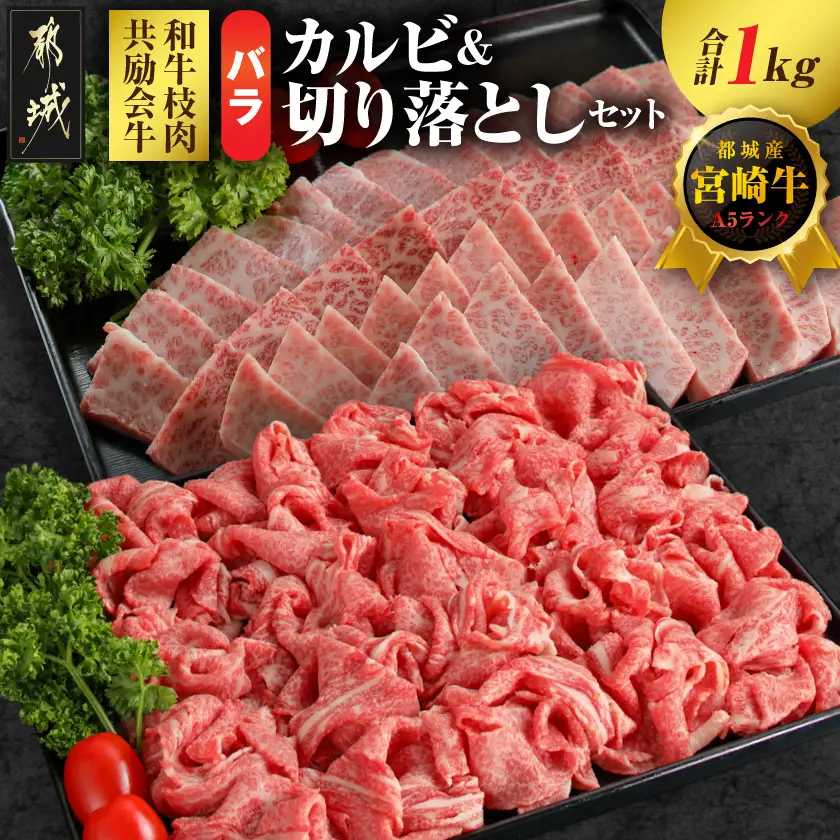 【和牛枝肉共励会牛】(A5)宮崎牛バラカルビ&バラ切り落としセット_26-25-011_(都城市) 宮崎県 宮崎牛 バラ カルビ 焼肉 切り落とし すき焼き 牛丼 品評会出展牛 特別セット