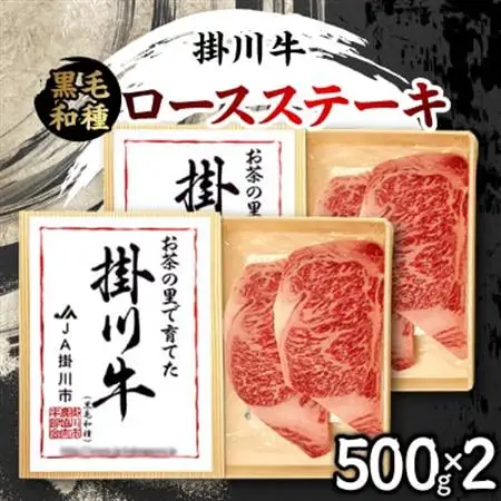 掛川牛(黒毛和種)ロースステーキ 500g×2(冷凍)【配送不可地域：離島・北海道・沖縄県・四国・九州】【1670608】