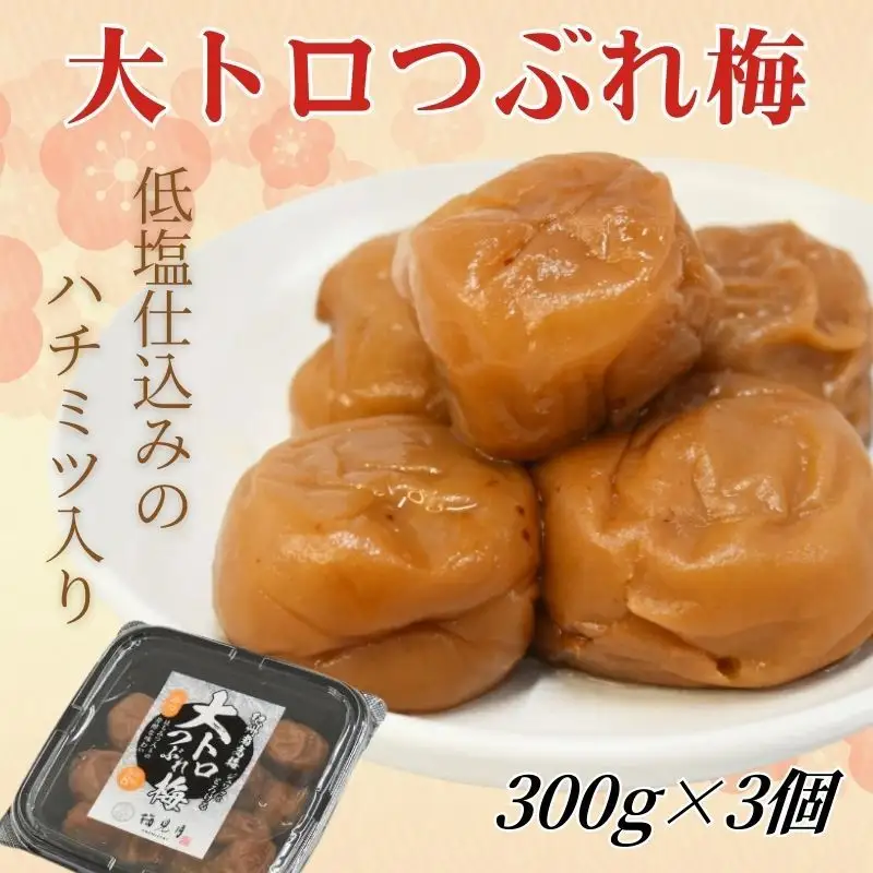紀州南高梅 大トロつぶれ梅 300g×3個／塩分8％【mryms002】