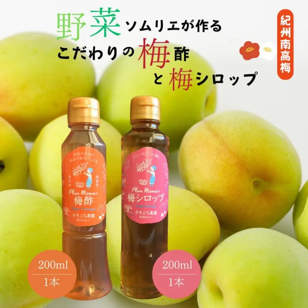  野菜ソムリエ仕込み 梅酢・梅シロップセット 紀州南高梅使用 200ml×各1本【kkbc004】