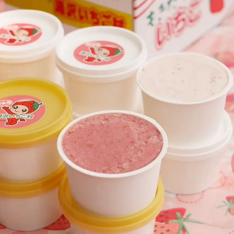 湯沢いちご村　越後姫（えちごひめ）シャーベット&アイス　104ml×12個セット　各6個 [ICHIGO-02]【地場産品】