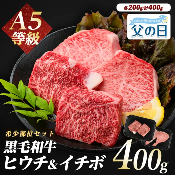 【父の日ギフト】希少部位 ヒウチ＆イチボ A5等級鹿児島県産黒毛和牛食べ比べステーキ カミチク IB112-009f