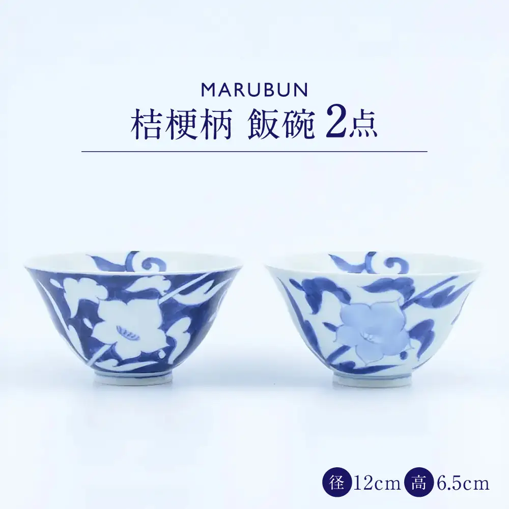 【有田焼】桔梗柄 飯碗2点 / 食器 有田焼 / 佐賀県 / 株式会社まるぶん [41APCD096]