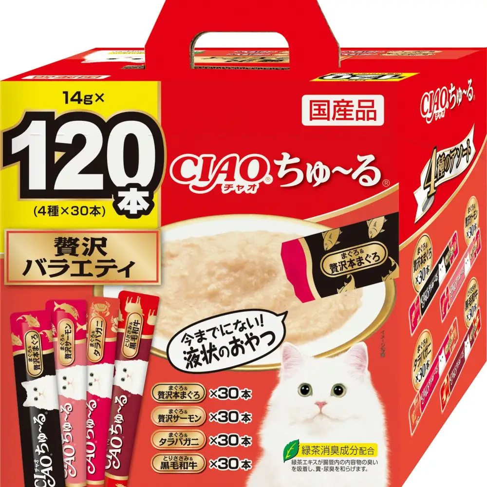 いなば　CIAO猫ちゅ～る　贅沢バラエティ480本（14ｇｘ120本ｘ4袋入）（ケース）