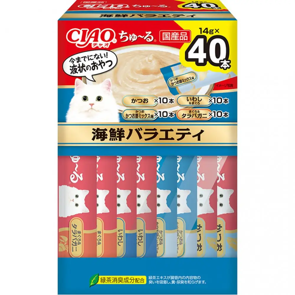 いなば　CIAO猫ちゅ～る　海鮮バラエティ320本（14ｇｘ40本入りBOXｘ8袋入）（ケース）