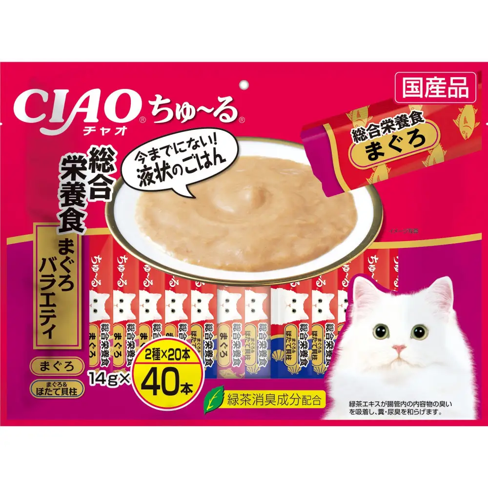 いなば　CIAO猫ちゅ～る　総合栄養食　まぐろバラエティ320本（14ｇｘ40本ｘ8袋入）（ケース）