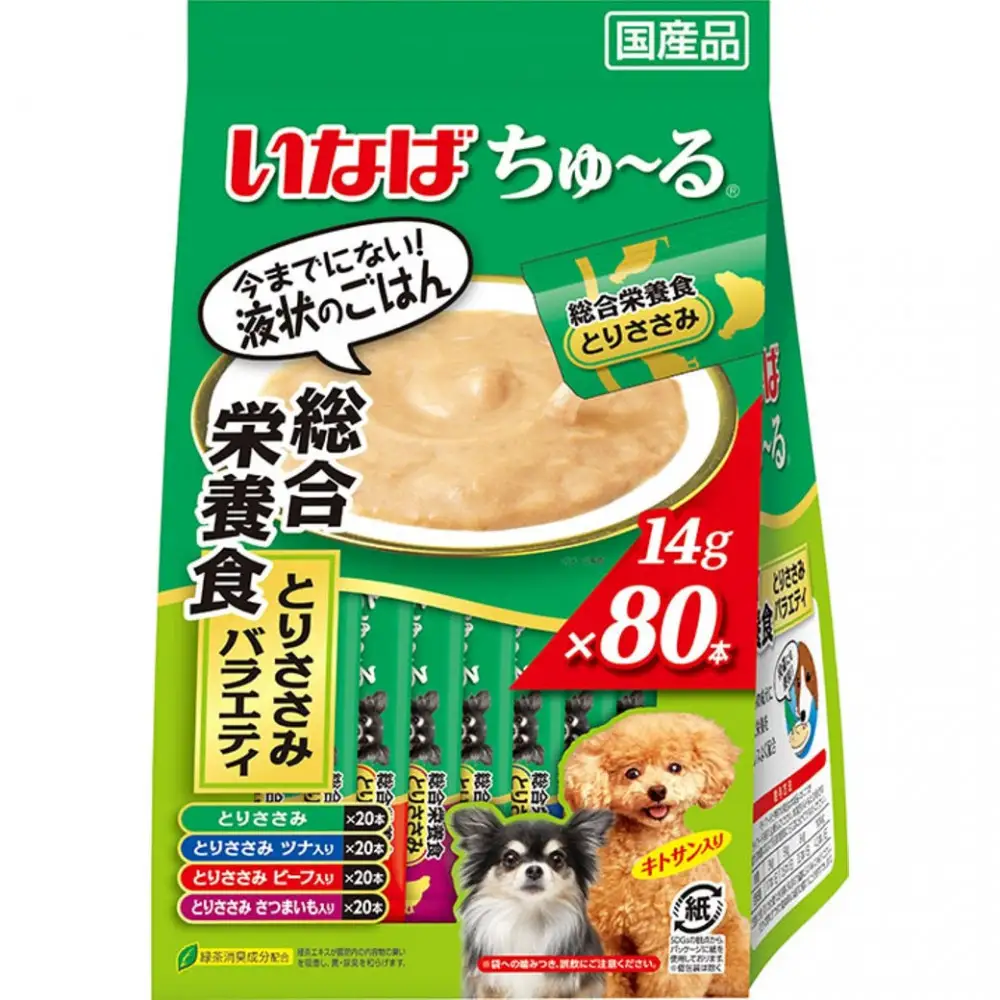 いなば　犬ちゅ～る　とりささみバラエティ480本（14ｇｘ80本ｘ6袋入）（ケース）