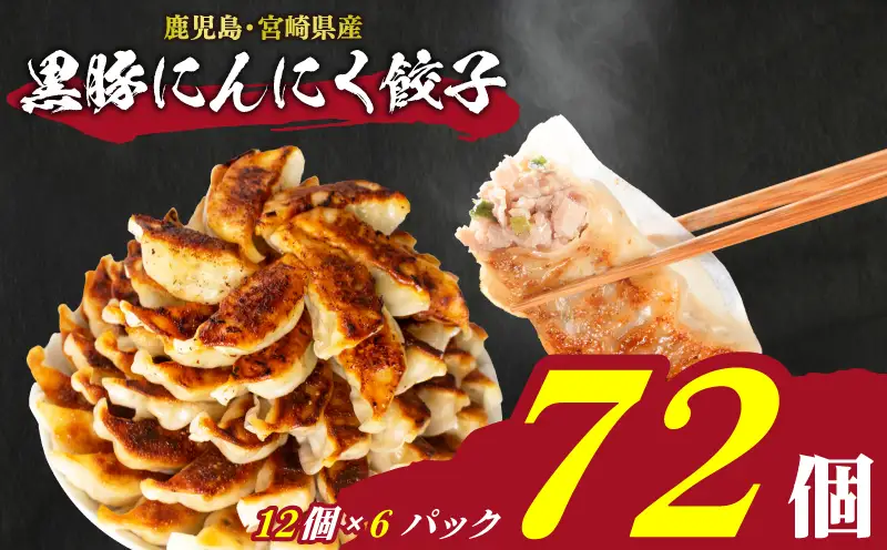 訳あり 黒豚にんにく餃子 72個 冷凍 餃子 IB