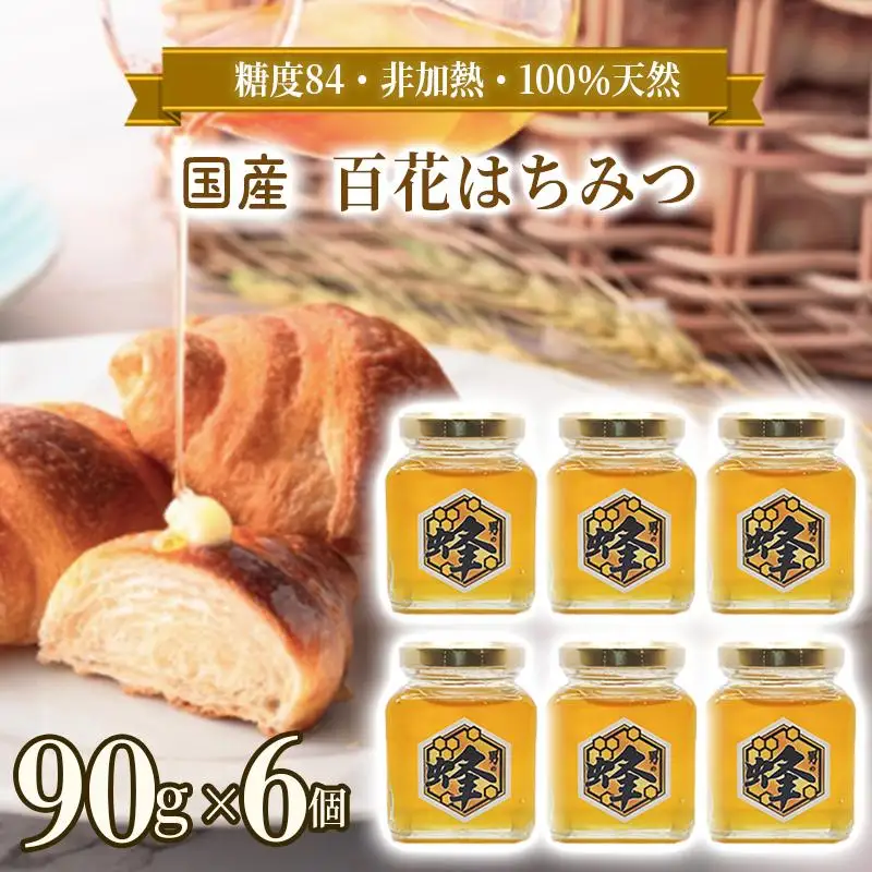 国産純粋はちみつ 男の蜂 (540g 90g×6個) 非加熱 百花はちみつ スッキリとした味わい 自然な甘さ 砂糖不使用 腸活 酵素