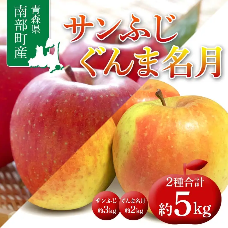 青森県 南部町産 サンふじ ・ ぐんま名月 食べ比べセット 約5kg 【盛果園】 青森りんご 青森県産りんご リンゴ 林檎 アップル 黄色りんご 果物 くだもの フルーツ セット 3kg 以上 おすすめ 期間限定 先行予約 産地直送 あおもり 青森 南部町 三戸 南部  F21U-688