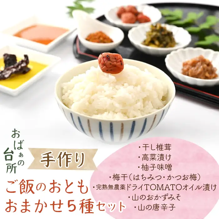 おばぁの台所 手作りご飯のおとも ７種から おまかせ５種セット DSB002