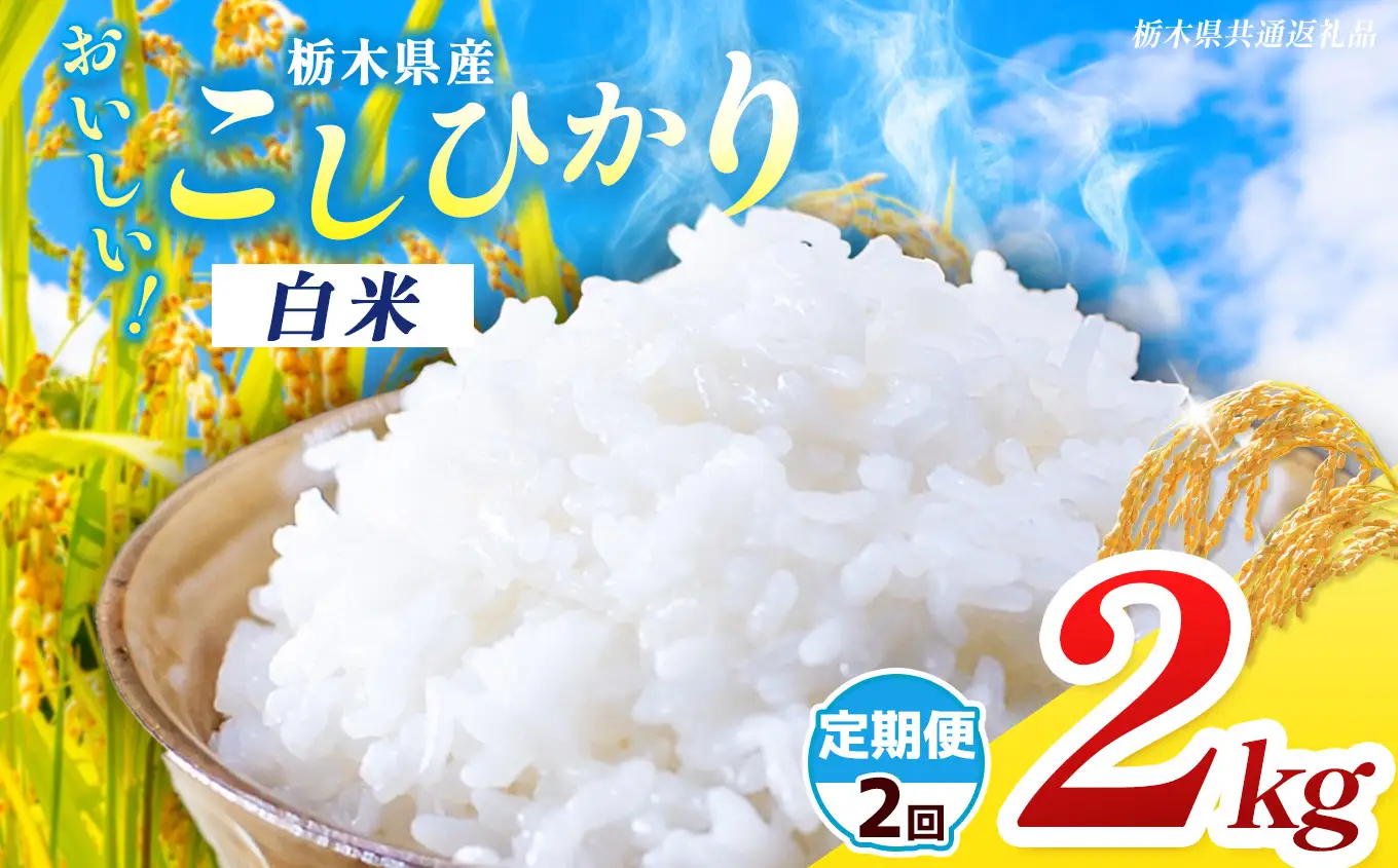 【栃木県共通返礼品】【先行予約】【令和8年度産】定期2回 栃木県産 コシヒカリ 2kg | 栃木県 那珂川町