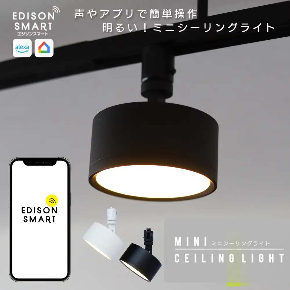 エジソンスマート ミニシーリングライト アーム付き(ダクトレール用) 福岡市 ブラック