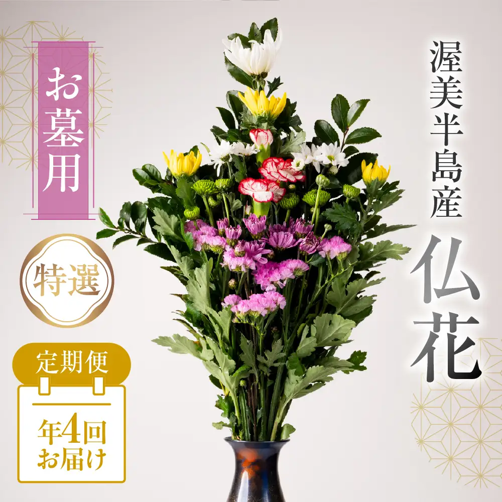 【定期便　年4回】産地直送 《お墓用》 仏花 特選 日時指定可 生産額 日本一 田原市 渥美半島 月命日 お彼岸 お盆 年末 鮮度 生花 お花 定期便 お墓まいり