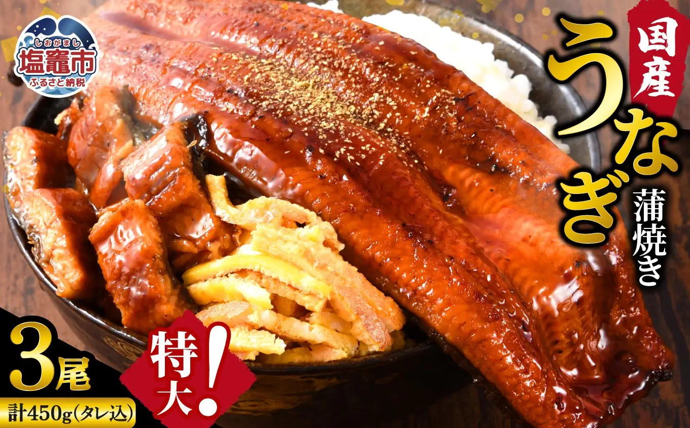 【化粧箱】国産うなぎ蒲焼 3尾 450g | nh00004-k