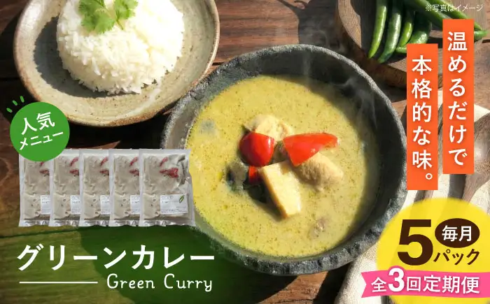 【全3回定期便】グリーンカレー 約180g×5パック 計900ｇセット 【SOUP LAB】[AYAK014]