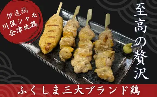ふくしま三大ブランド鶏 焼き鳥 贅沢食べ比べセット 16本 おつまみ チキン BBQ キャンプ バーベキュー  FAF-0214