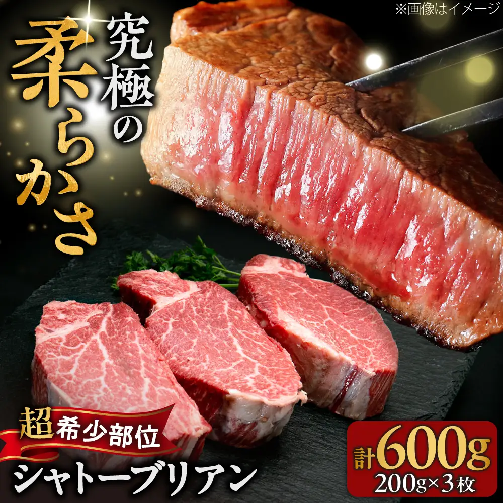 【希少部位！】博多和牛 シャトーブリアン 200g×3枚 （計600g）吉富町/肉のくまもと屋[BGBY043]