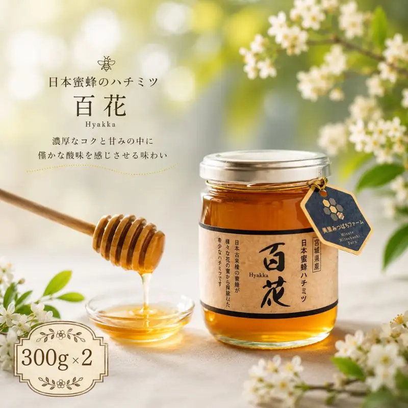 日本蜜蜂のハチミツ（300g×2）瓶入り / はちみつ みつばち 天然 日本蜂蜜 蜂蜜【mmfm004】