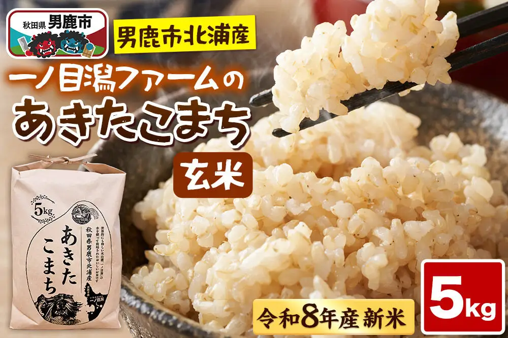 「秋田県男鹿市北浦産」あきたこまち（玄米）5kg （5kg×1） 令和8年産 （新米先行受付） 秋田県 男鹿市