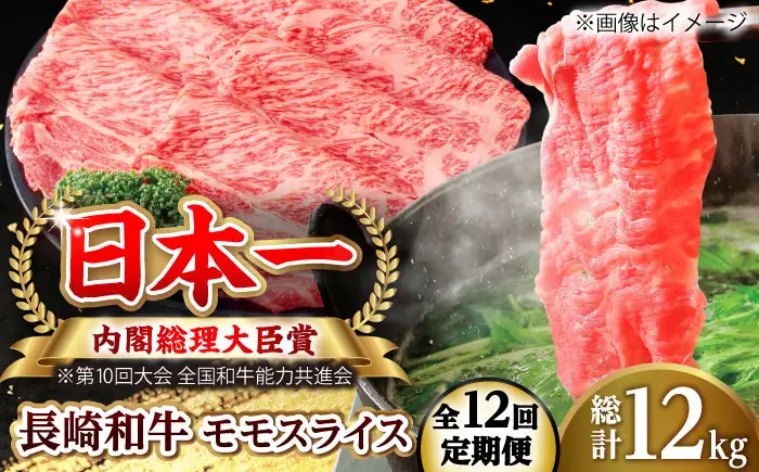 【全12回定期便】長崎和牛 モモスライス 総計12.0kg （約1.0kg/回）【ながさき西海農業協同組合】 [DBV047][DBV047]