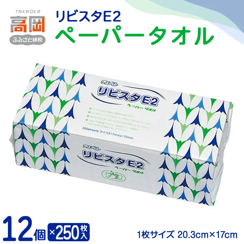 リビスタEペーパータオル250枚×12個 ペーパータオル 防災グッズ ティッシュ キッチンペーパー タオル FAD-1767