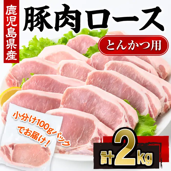 鹿児島県産 豚肉 ロース とんかつ (計2kg・100g×20P) 【株式会社羽根】A1082