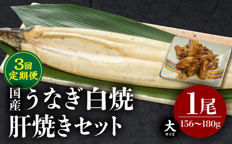 【3回定期便】うなぎ白焼(大サイズ)・肝焼きセット