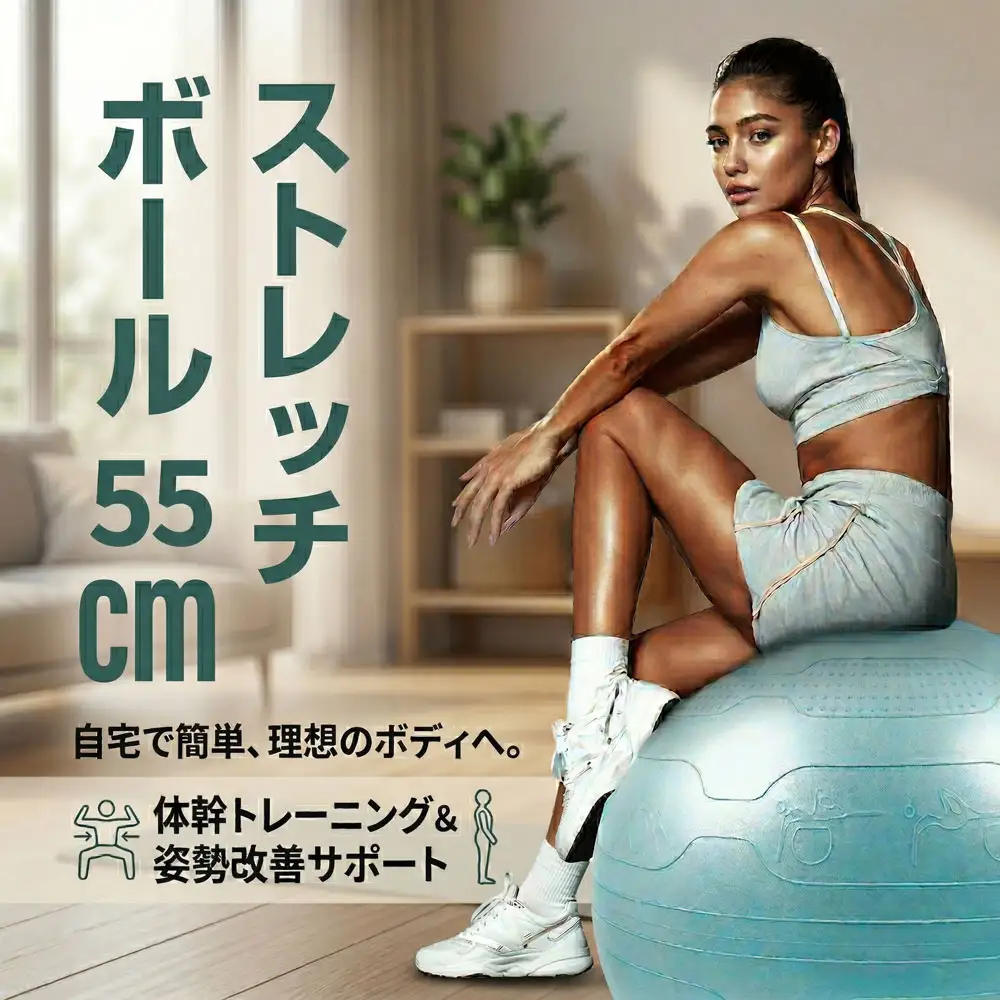 StylBall トレーニングボール クーポン付き！ ストレッチボール 55㎝ ライトブルー ボール ポンプ付き ストレッチ