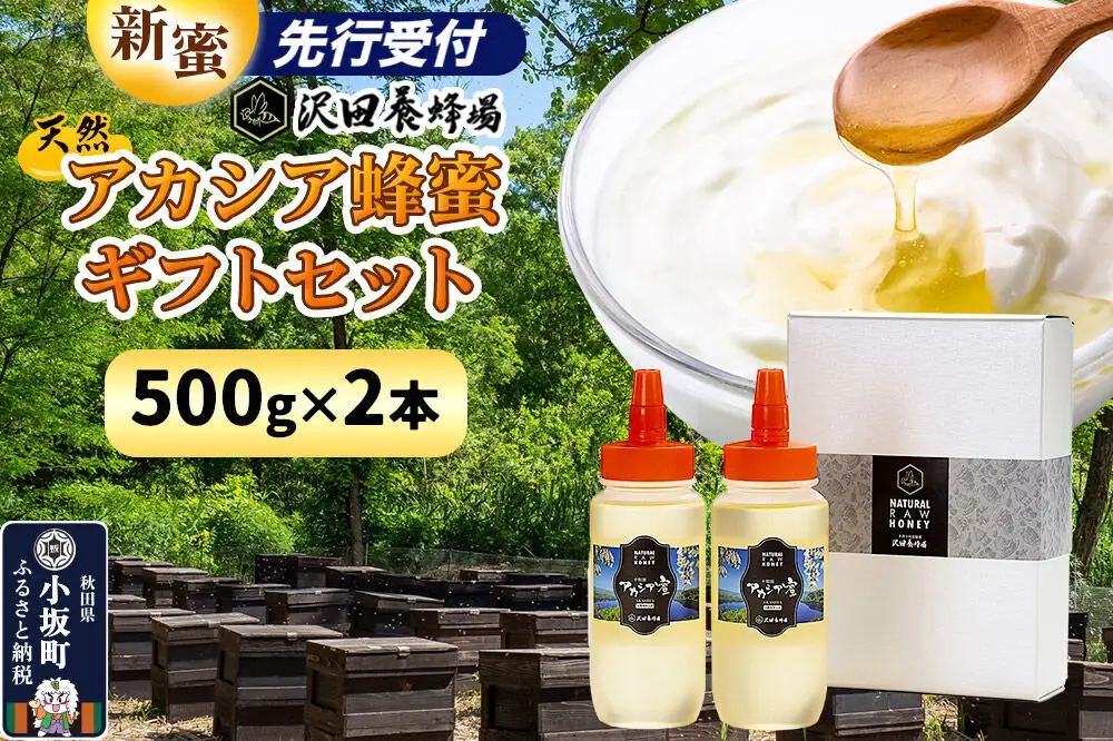 《先行受付》【新蜜】はちみつ 天然十和田 アカシア蜂蜜 ギフトセット 500g 2本セット